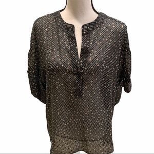CAbi Black Swiss Dot Sheer Top Style #239 Sz S